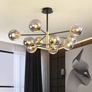 DecorBites™ Glass Ball LED Chandelier: Retro Round Wrought Iron Indoor Lighting for Kitchen, Living Room, Farmhouse