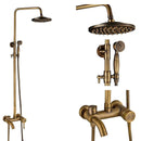 DecorBites™ Antique Brass Shower Faucet Set with 8'' Rainfall Head & Swivel Spray