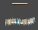 Postmodern blue & white led glass metal leaf chandelier living room