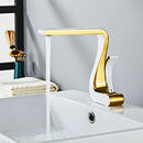 DecorBites™ Gold & White Basin Faucet: Modern Brass Mixer Tap for Bathroom Sink