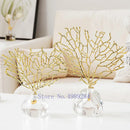 DecorBites™ Crystal Metal Golden Coral Handicraft Home Decor for Modern Living Space