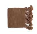 DecorBites™ Knit Throw Blanket Ivory Pink Solid Soft Plaid Tassels 50"x62"