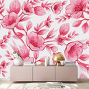 Modish Pink Floral Wallpaper Vogue High-Quality