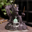 Ceramic Dragon Backflow Incense Burner With Crystal and Stick Holder