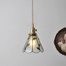 DecorBites™ Glass Copper Pendant Light with Wood Knob Switch: Modern Nordic LED Hanging Lamp
