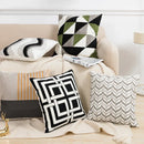DecorBites™ Geometric Embroidery Cushion Cover 45x45cm Black Grey Soft Cozy for Home Decor