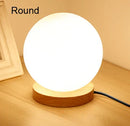 DecorBites™ Glass Ball LED Table Lamp Wooden Round Desk Night Light