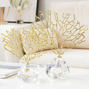 DecorBites™ Crystal Metal Golden Coral Handicraft Home Decor for Modern Living Space
