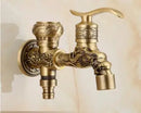 DecorBites™ Dragon Carved Antique Brass Garden Bibcocks Single Cold Tap for Outdoor ★