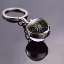 Vintage Compass Jewelry Glass Ball Keychain Compass Key Ring Art Keys Keychain Keyholder Christmas Gift(It's Not A Real Compass)