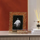 DecorBites™ Golden Leaves Metal Photo Frame: Modern Home Decor & Picture Display