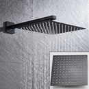 Matte black shower set with square rain head and spout for bathroom
