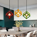 DecorBites™ Geometric Cube Pendant Lights Trio Metal Shades Square Ceiling Lamps