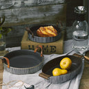 DecorBites™ Handmade Porcelain Bowl with Leather Handle - Round Sallow Salad Plate