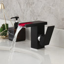 DecorBites™ LED Waterfall Basin Faucet White & Black Mixer Tap Deck Mount Solid Brass