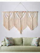 DecorBites™ Large Hand-Woven Macrame Wall Hanging Tapestry with Wooden Stick & Tassels