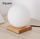 DecorBites™ Glass Ball LED Table Lamp Wooden Round Desk Night Light
