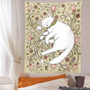 DecorBites™ Cute Cat Botanical Flower Ins Style Cartoon Wall Art Tapestries for Home Decor