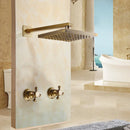 DecorBites™ Antique Brass Round Wall Mounted Rainfall Shower Faucet Set with 2 Handles
