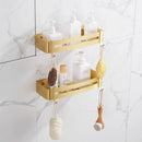 DecorBites™ Brushed Gold Aluminum Corner Shower Shelf with Soap Dish
