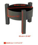 Heavy Duty Fire Pit Bowl with Modern Sturdy Steel Legs (D)24" (H)22" dimensions view
