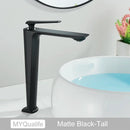 DecorBites™ Black Tall Basin Brass Bathroom Sink Faucet Single Handle Deck Mounted