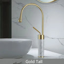DecorBites™ Gold Brass Marble Basin Faucet Hot Cold Sink Mixer Tap