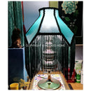 DecorBites™ Art Deco Malachite Green Silk Lampshade with Tassels