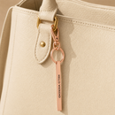 Hello Weekend Stamped Bar Keychain in Rose Gold | Minimalist Metal Quote Keychain