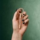 Hello Weekend Stamped Bar Keychain in Rose Gold | Minimalist Metal Quote Keychain