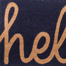 Cursive Hello Dark Blue Coir Doormat