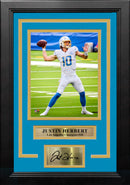 Justin Herbert in Action Los Angeles Chargers 8" x 10" Framed Football Photo with Engraved Autograph