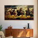 Depiction Of An Ancient Battle, Cool Office Mancave Decor, Wall Decor, Ready To Hang Framed Canvas Print, Oversize Wall Art