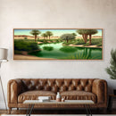 Desert Oasis Watercolor Landscape Canvas Print - Perfect for Living Room, Bedroom, Panoramic Extra Wide Format Art