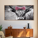 Highland cattle canvas, wall art, Farmhouse decor, Cute Cow Black White print Rustic wall decor Animals painting Scottish cow wall art