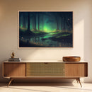 Fireflies In Forest Swamp Night Green Wall Poster, Wall Decor, Wall Art Print, Fine Art Print