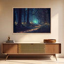 Night In The Forest Woods Path Of Fireflies Fine Art Print, Wall Poster, Wall Art Print, Wall Decor