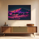 Emus in the desert, animal prints, animal art, framed canvas print, vapor wave synthwave animal art