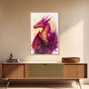 Magenta Purple Watercolor Dragon Fantasy Fine Art Print, Wall Decor, Wall Poster, Wall Art Print