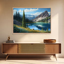 Calm and Serene Landscape Painting, Framed Canvas Print, Canvas Art, Framed wall decor, living room wall art, Pine Tree Lake
