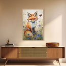 Red Fox Wall Art, 24" x 36" Wall Art, Woodland Spring Decor, Canvas Wall Hanging, Rustic Farmhouse Decor, Modern Farmhouse Art