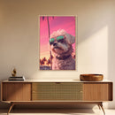 Shih Tzu Wall Print, Dog Wall Art, Dog Sunglasses, Palm Trees, Sunset, Funny Art, Framed Wall Art, Framed Canvas, Wall Print, Wall Canvas