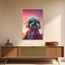 Poodle Wall Print, Dog Wall Art, Dog Sunglasses, Dog In Pink Suit, Funny Art, Framed Wall Art, Framed Canvas, Wall Print, Wall Canvas