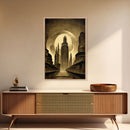 Dystopian Metropolis Art Deco Canvas Print, City Skyline, Fantasy Art, Art Deco Living Room Art, ready to hang wall art