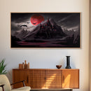 Horror Art, Haunted Castle and Blood Moon, Framed Canvas Print, Goth Art, Gothic Decor, Cool Wall Art