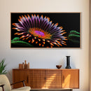 Neon Flowers Wall Art, Framed Canvas Print, Original Flower Painting, Mother's Day Gift, Floral Decor, Black Background Flower Art