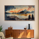 Watercolor painting of a forest fire, canvas print, landscape art