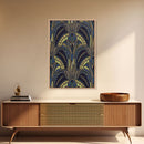 Midcentury Modern Wall art - Framed Canvas Print - Art Deco - Blue colors - Stained glass art - Patterns art - Mosaic art - Living room art