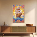 Filigree Pirate Ship Plaque Art, Framed Canvas Print, Fantasy Wall Art, Wall Decor, Pirate Wal Art, Gift For Him, Kid's Room