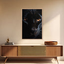 Portrait Of A Predator, Black Cat, Black Panther Photography, Framed Canvas Print, Wood Frame Wall Art